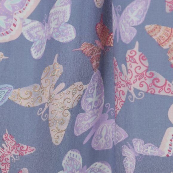 Epic Threads Girls XL Blue Pink Butterfly Faux Wrap Cold Shoulder Ruffled Dress - Picture 5 of 8
